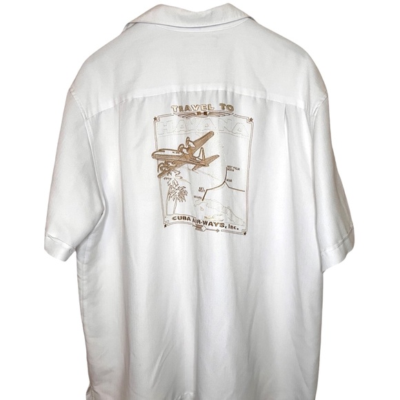 Cubavera Mens Embroidered Travel to Havana Cuba Airways Inc. Button Down XL - Picture 4 of 10